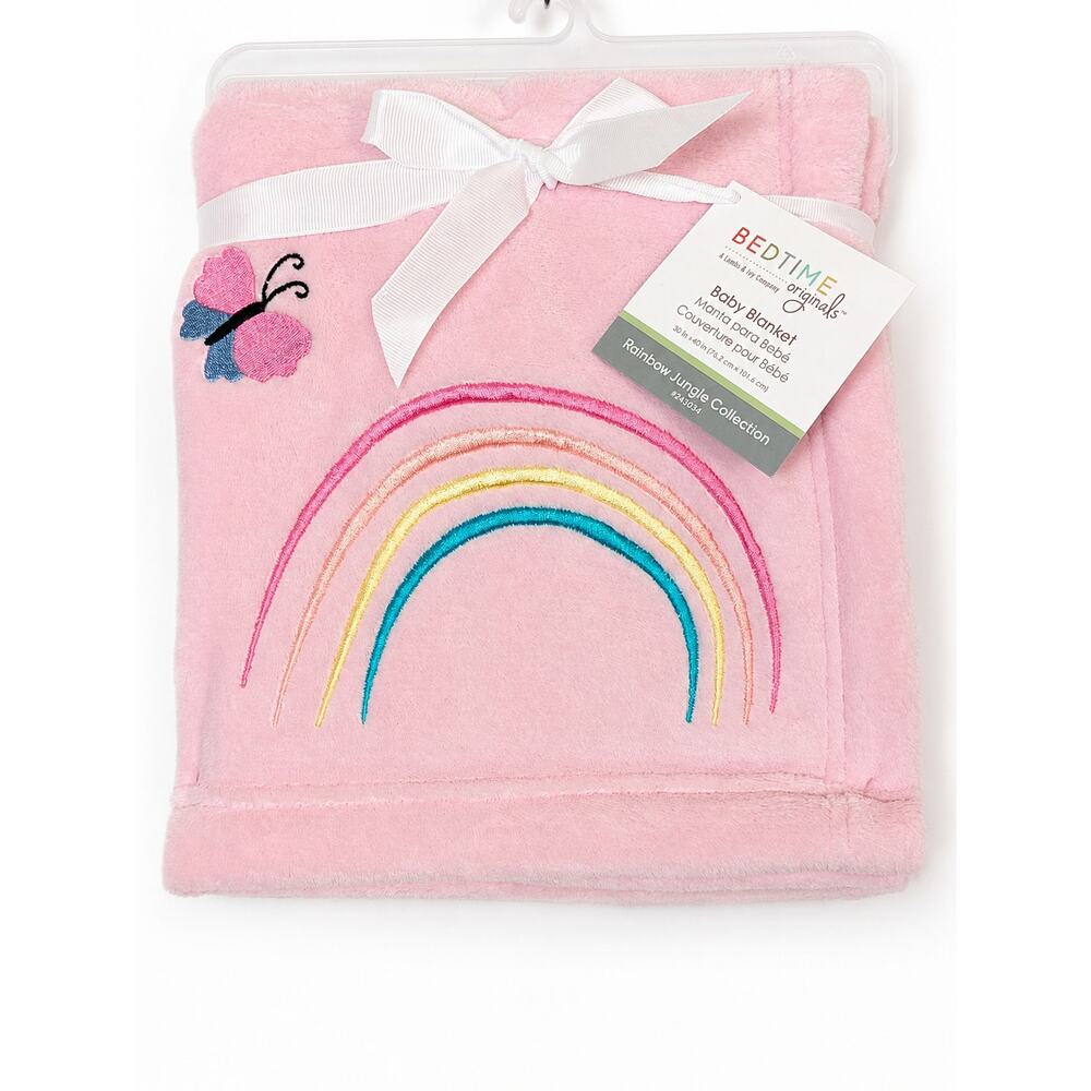 Lambs & Ivy Bedtime Originals Rainbow Jungle Embroidered Butterfly Baby Blanket